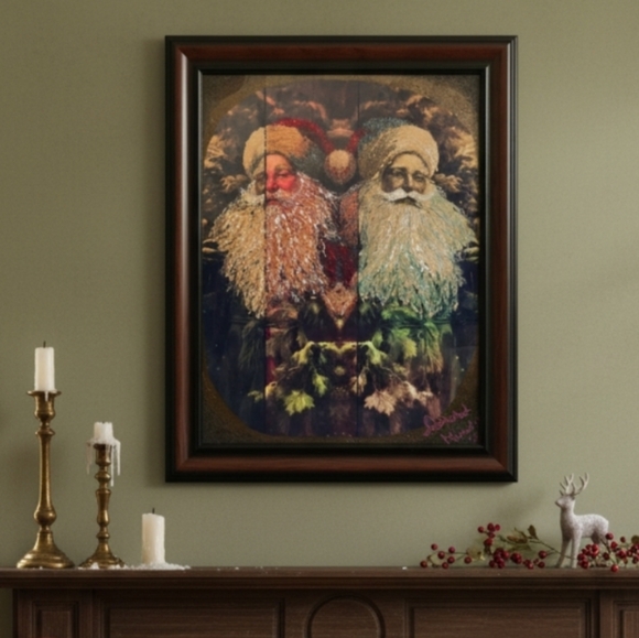 Hand Crafted Other - HANDCRAFTED Santa Clause Painting HANDMADE Holiday Art HANDPAINTED Wall Decor